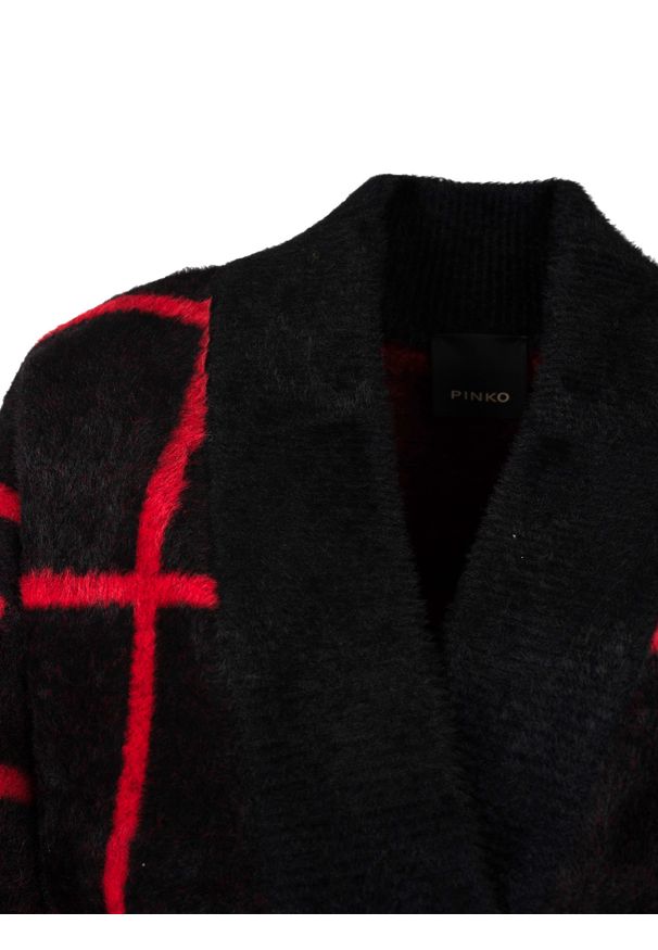 Pinko Kardigan "Extrabrut" | 1G16A2 Y7DJ | Kobieta | Czerwony, Czarny. Okazja: na co dzień. Kolor: czerwony, wielokolorowy, czarny. Materiał: poliamid. Długość: długie. Styl: casual