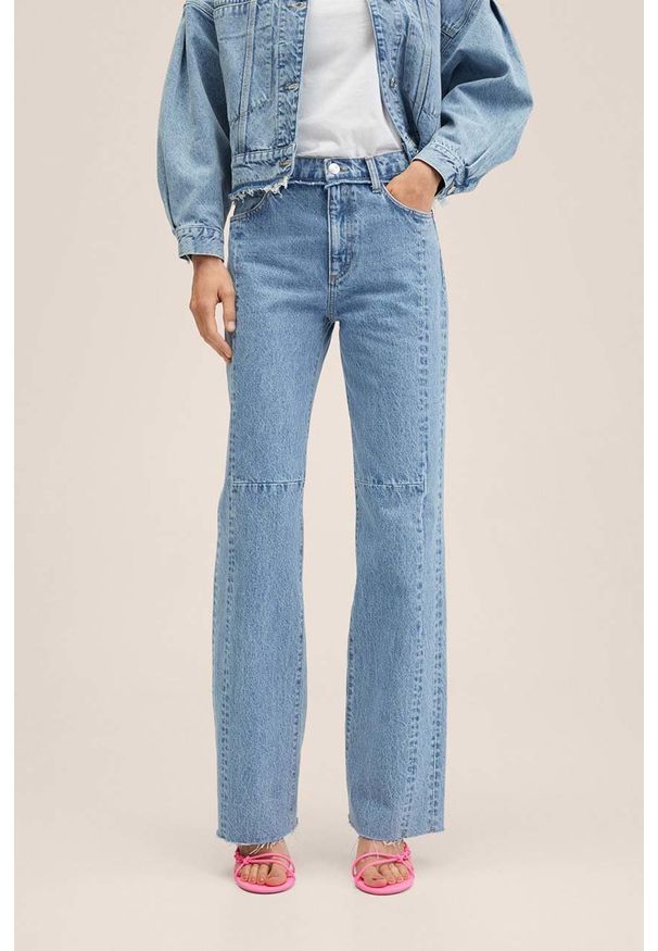 mango - Mango jeansy Amalien damskie high waist. Stan: podwyższony. Kolor: niebieski