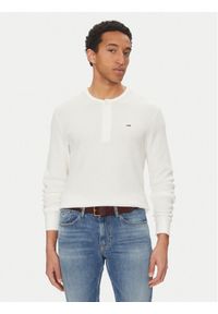 Tommy Jeans Longsleeve Henley DM0DM20379 Biały Regular Fit. Typ kołnierza: typu henley. Kolor: biały. Materiał: syntetyk. Długość rękawa: długi rękaw