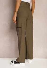 Renee - Ciemnozielone Spodnie o Szerokim Fasonie z Kieszeniami w Stylu Cargo Adileva. Kolor: zielony. Długość: długie. Styl: elegancki #2