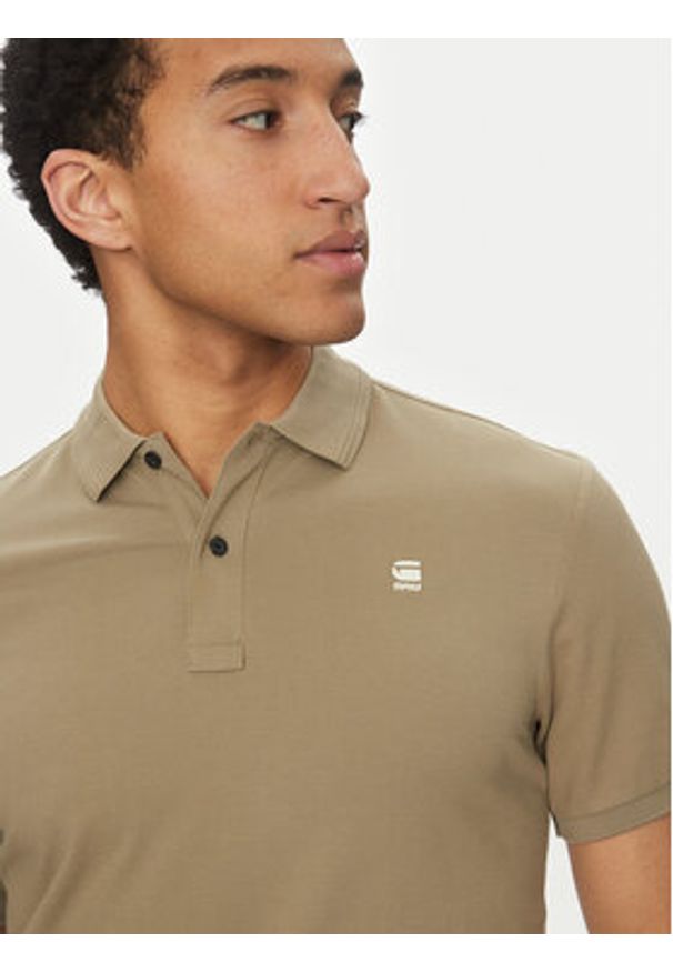 G-Star RAW - G-Star Raw Polo Dunda D11595-5864 6057 Khaki Slim Fit. Typ kołnierza: polo. Kolor: brązowy. Materiał: bawełna