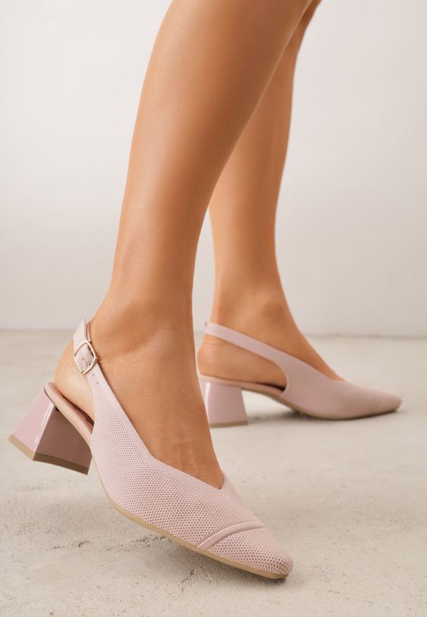 Renee - Różowe Czółenka VICES Soft Fit Slingback na Lakierowanym Słupku z Elastyczną Cholewką Comfort Coromenis. Zapięcie: sprzączka. Kolor: różowy. Materiał: lakier. Szerokość cholewki: normalna. Obcas: na słupku. Styl: elegancki
