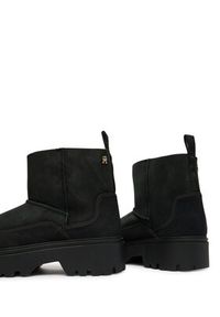 TOMMY HILFIGER - Tommy Hilfiger Śniegowce Real Shearling Pullon FW0FW08997 Czarny. Kolor: czarny. Materiał: zamsz, skóra #3