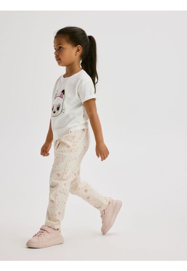 Reserved - Wzorzyste spodnie - złamana biel. Materiał: tkanina, bawełna