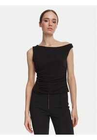 Guess Top W6YP38 K4517 Czarny Slim Fit. Kolor: czarny. Materiał: wiskoza #1