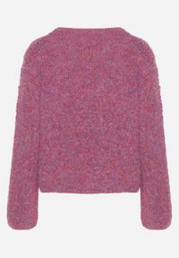 Born2be - Fioletowy Sweter z Wełną i Rozszerzanymi Rękawami Sinara. Okazja: na co dzień. Kolor: fioletowy. Materiał: wełna. Styl: klasyczny, elegancki, casual #4