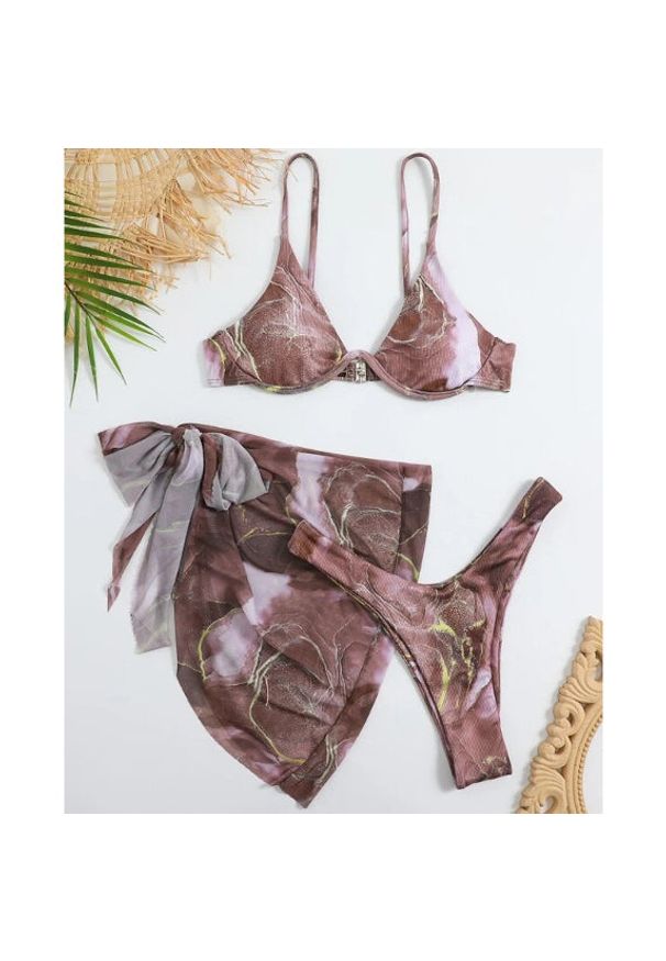 Intica - Bikini z usztywnianym biustonoszem na plażę i basen Onesia. Kolor: brązowy. Materiał: materiał