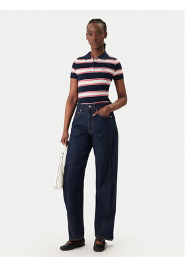 Tommy Jeans Polo DW0DW22327 Granatowy Slim Fit. Typ kołnierza: polo. Kolor: niebieski. Materiał: bawełna