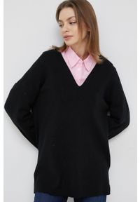 Vero Moda sweter damski kolor czarny lekki. Kolor: czarny. Materiał: materiał, dzianina, wiskoza. Długość rękawa: długi rękaw. Długość: długie #1