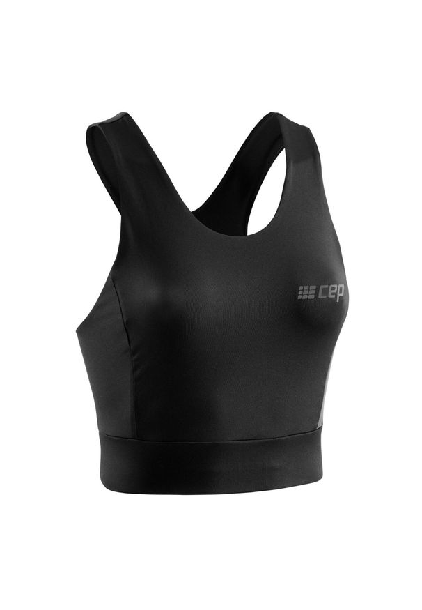 Damski sportowy Crop Top treningowy CEP. Kolor: czarny. Sport: bieganie