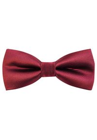 Modini - Bordowa mucha w prążki C16. Kolor: czerwony. Materiał: poliester, tkanina. Wzór: prążki. Styl: elegancki #1