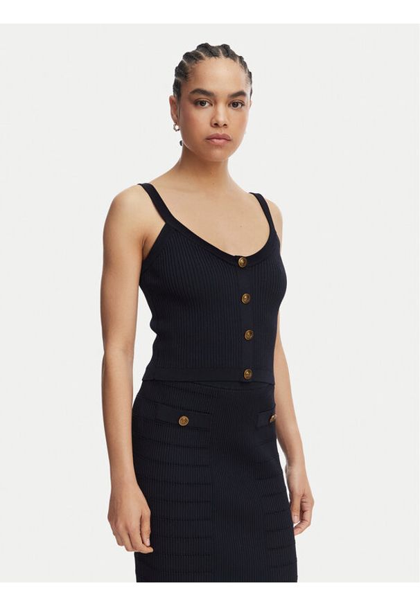 Guess Top W5YR10 Z0130 Granatowy Regular Fit. Kolor: niebieski. Materiał: syntetyk