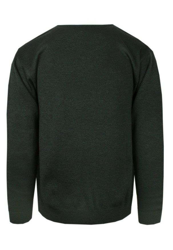 Ciemnooliwkowy Sweter w Szachownice (U-neck) - Kings. Kolor: brązowy, beżowy, wielokolorowy. Materiał: bawełna, akryl. Sezon: jesień, zima. Styl: klasyczny