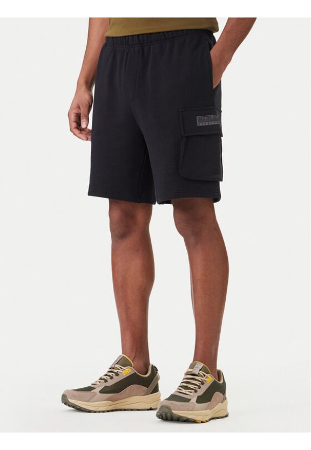 Napapijri Szorty sportowe N-Box Logo Cargo NP0A4I59 Czarny Regular Fit. Kolor: czarny. Materiał: bawełna. Styl: sportowy