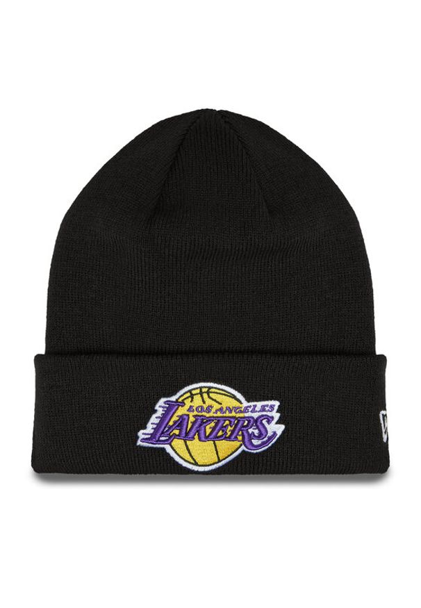 New Era Czapka Essential Cuff Beanie Los Angeles Lakers Hat 60348856 Czarny. Kolor: czarny. Materiał: akryl, materiał
