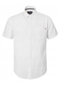 Weekendowa Koszula Męska, Taliowany Krój - Pako Jeans - Biała. Okazja: na co dzień. Kolor: biały. Materiał: bawełna. Styl: casual #1