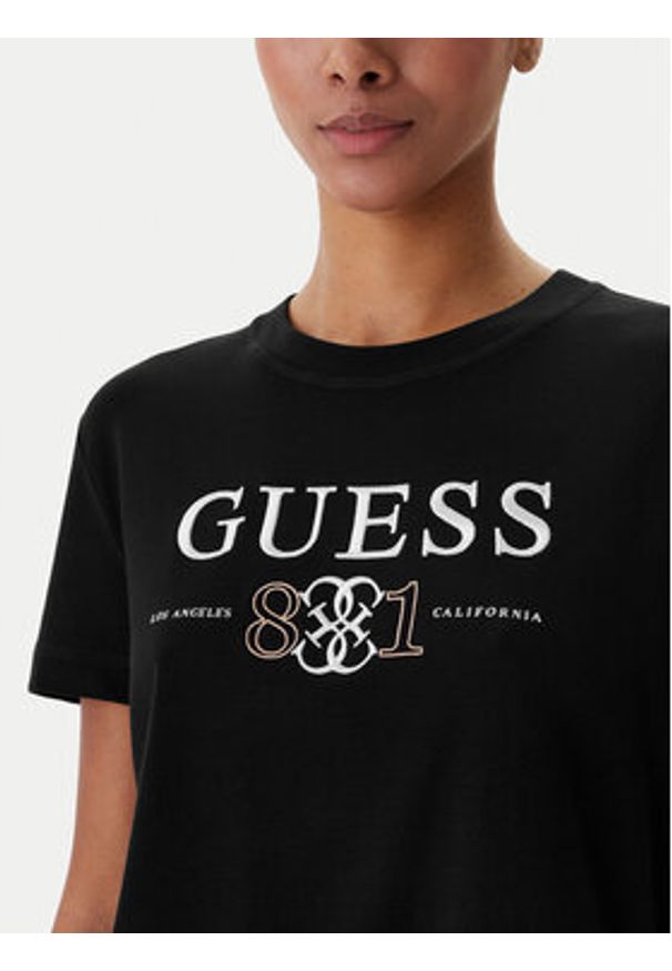 Guess T-Shirt V6RI13 KD772 Czarny Regular Fit. Kolor: czarny. Materiał: lyocell