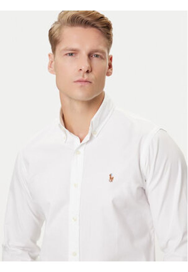 Polo Ralph Lauren Koszula 710P06688002 Biały Custom Fit. Typ kołnierza: polo. Kolor: biały. Materiał: bawełna