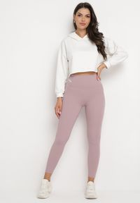 Born2be - Jasnoróżowe Ocieplone Legginsy z Wsuwanymi Kieszonkami Adiuna. Kolor: różowy. Materiał: dzianina #3