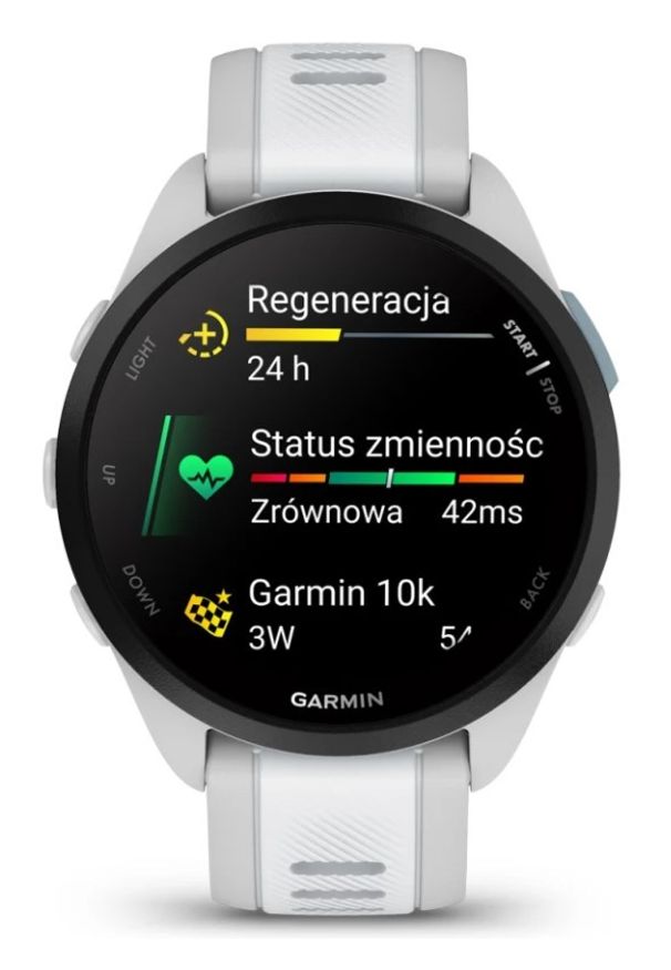 GARMIN - Garmin Forerunner 165 biały. Rodzaj zegarka: smartwatch. Kolor: biały. Styl: casual