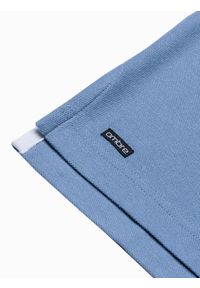 Ombre Clothing - T-shirt męski polo bez kołnierzyka - niebieski V3 S1381 - XXL. Typ kołnierza: polo, bez kołnierzyka. Kolor: niebieski. Materiał: materiał, bawełna #4