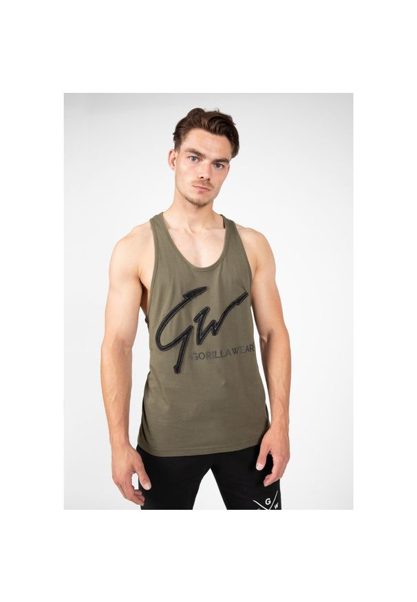 GORILLA WEAR - Tank Top fitness męski Gorilla Wear Evansville. Kolor: zielony. Długość rękawa: bez rękawów. Styl: sportowy