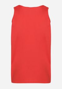 Born2be - Czerwona Bawełniana Koszulka Typu Tank Top Zianessa. Kolor: czerwony. Materiał: bawełna. Wzór: aplikacja