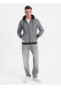Ombre Clothing - Męska bluza dresowa z kapturem o delikatnej strukturze – czarna V1 OM-SSZP-0191 - XXL. Okazja: na co dzień. Typ kołnierza: kaptur. Kolor: czarny. Materiał: dresówka. Styl: sportowy, casual #8