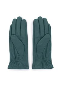 Wittchen - Damskie rękawiczki ze skóry stębnowane. Kolor: zielony. Materiał: skóra. Wzór: aplikacja. Sezon: zima, jesień. Styl: klasyczny, elegancki