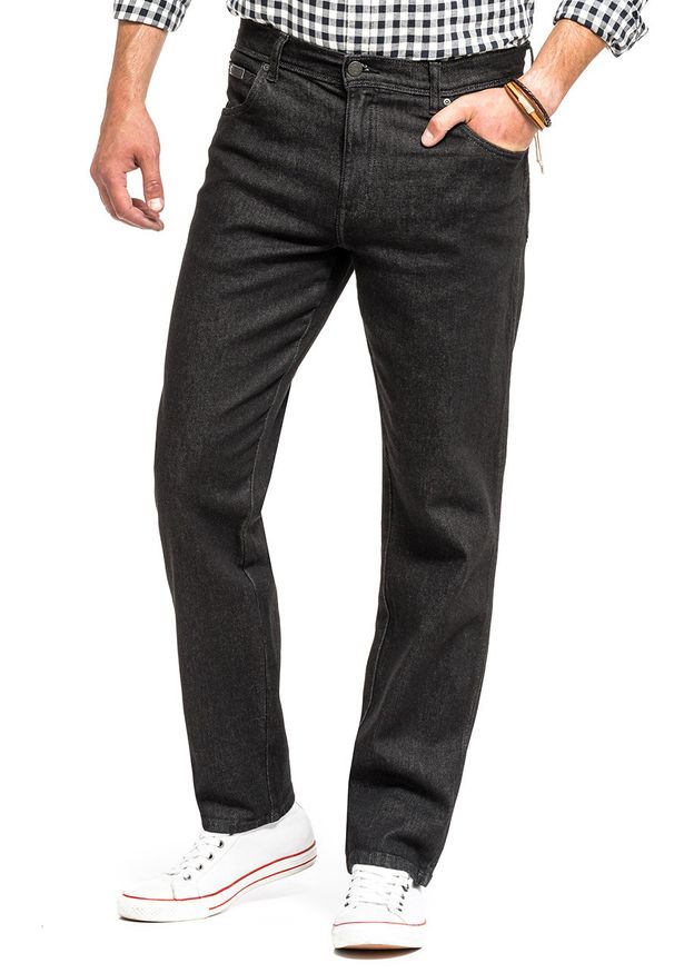 Wrangler - WRANGLER TEXAS MĘSKIE SPODNIE JEANSOWE JEANSY BLACK STROKE W121T490U