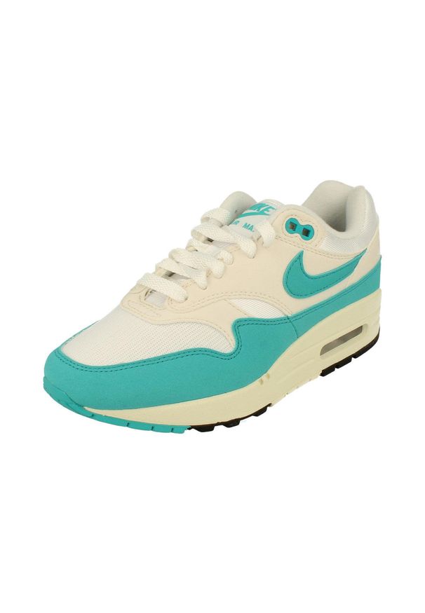Buty do chodzenia damskie Nike Air Max 1. Kolor: biały, niebieski, wielokolorowy. Materiał: syntetyk, zamsz, materiał, skóra, tkanina. Szerokość cholewki: normalna. Model: Nike Air Max. Sport: turystyka piesza