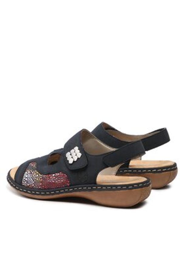 Rieker Sandały 65989-14 Granatowy. Kolor: niebieski. Materiał: skóra