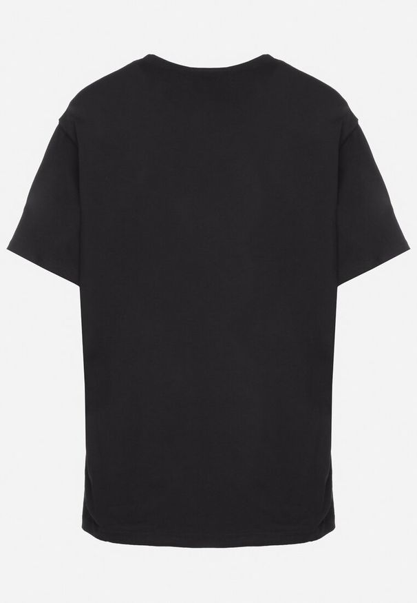 Born2be - Czarny T-shirt z Ozdobnym Nadrukiem z Brokatem Tenesia. Okazja: na co dzień. Kolor: czarny. Materiał: materiał, jeans. Wzór: nadruk. Styl: klasyczny, elegancki, casual