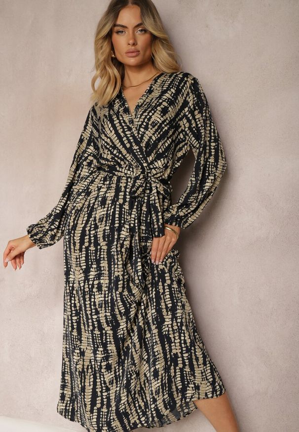 Niebieska sukienka Renee na lato, kopertowa, maxi