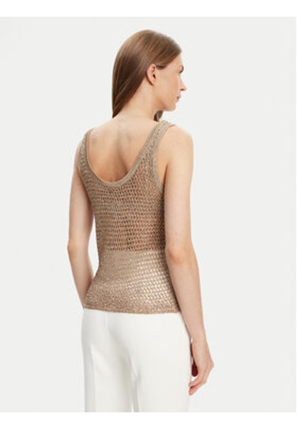 Guess Top W5YR29 Z37G0 Beżowy Regular Fit. Kolor: beżowy. Materiał: syntetyk