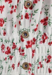 Born2be - Biało-Czerwona Sukienka Rozkloszowana na Ramiączkach w Kwiaty Tallio. Okazja: na imprezę, na co dzień, na spacer. Typ kołnierza: dekolt kwadratowy. Kolor: biały. Materiał: jeans. Długość rękawa: na ramiączkach. Wzór: kwiaty. Typ sukienki: rozkloszowane, proste. Styl: casual, klasyczny #4