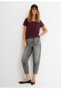 bonprix - T-shirt z plisą guzikową. Typ kołnierza: dekolt w serek. Kolor: czerwony #3