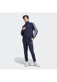 Adidas - Dres Basic 3-Stripes Fleece. Kolor: niebieski. Materiał: dresówka