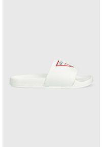 Guess klapki COLICO męskie kolor biały FM6CLC ELE19. Kolor: biały. Materiał: materiał, guma. Obcas: na obcasie. Wysokość obcasa: niski #2