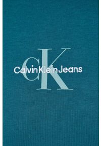 Calvin Klein Jeans t-shirt bawełniany kolor turkusowy z nadrukiem. Kolor: turkusowy. Materiał: bawełna. Wzór: nadruk. Styl: klasyczny #3