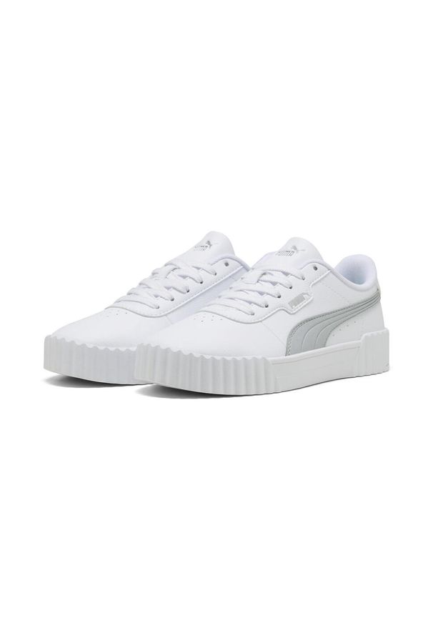 Puma - Damskie sneakersy Carina 3.0 Aqua Metallics PUMA White Silver Metallic. Okazja: na plażę. Kolor: biały, wielokolorowy, szary. Sezon: lato. Sport: tenis