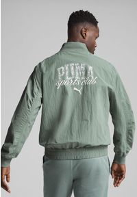 Puma - Męska kurtka bomber PUMA Class PUMA Green Moon. Kolor: zielony. Materiał: guma. Wzór: napisy, nadruk. Styl: sportowy, elegancki