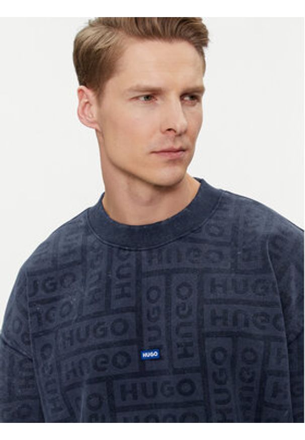Hugo Bluza Nenry 50510545 Granatowy Relaxed Fit. Kolor: niebieski. Materiał: bawełna