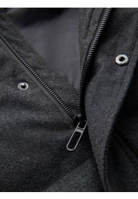 Ombre Clothing - Casualowa męska kurtka puffer z wełną – czarny melanż V2 - Rozmiar: L. Okazja: na co dzień. Typ kołnierza: kołnierzyk stójkowy. Kolor: czarny. Materiał: wełna. Długość: długie. Wzór: melanż. Styl: casual #6