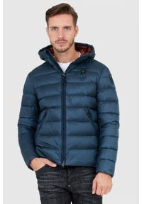 Blauer USA - BLAUER Morska puchowa kurtka męska z kapturem, Rozmiar XXL. Typ kołnierza: kaptur. Kolor: niebieski. Materiał: puch #1