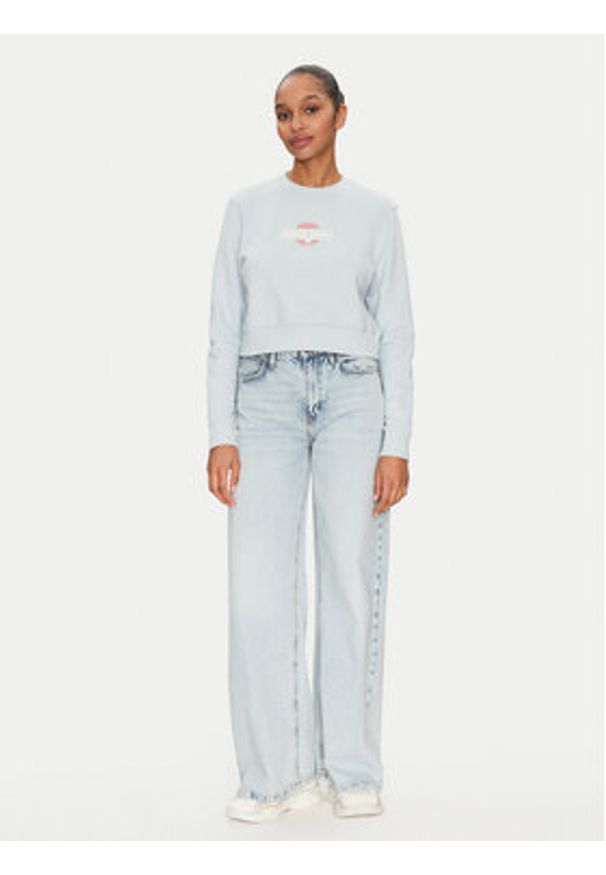 Guess Jeans Bluza W5GQ20 K68I4 Błękitny Regular Fit. Kolor: niebieski. Materiał: bawełna