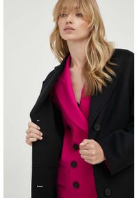 Liviana Conti płaszcz wełniany kolor czarny przejściowy oversize. Kolor: czarny. Materiał: wełna. Długość: długie. Styl: klasyczny #6