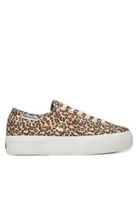 Superga Sneakersy Platform Leopard Print Brązowy. Kolor: brązowy. Materiał: materiał. Wzór: nadruk. Obcas: na platformie