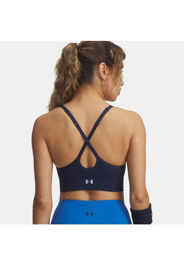 Biustonosz treningowy Under Armour Vanish Seamless Mid Branded. Kolor: niebieski. Sport: fitness