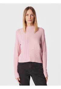 Moss Copenhagen Sweter Solbrit 17180 Różowy Regular Fit. Kolor: różowy. Materiał: wiskoza